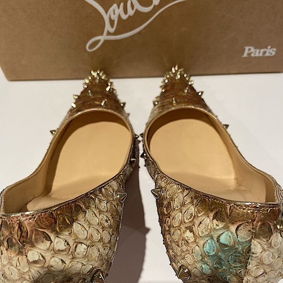 Christian Louboutin Degraspike 100 Python Ecorce in Multi/Light Gold - Picture 10 of 10